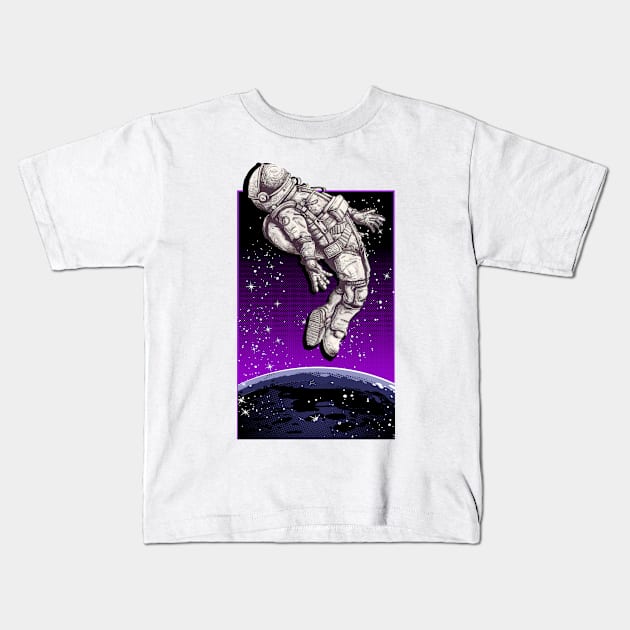 Astronaut's Freedom in Space Kids T-Shirt by Emmikamikatze